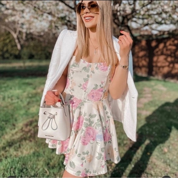 ZARA NEW FLORAL CORSET STYLE DRESS SMALL - Picture 1 of 5